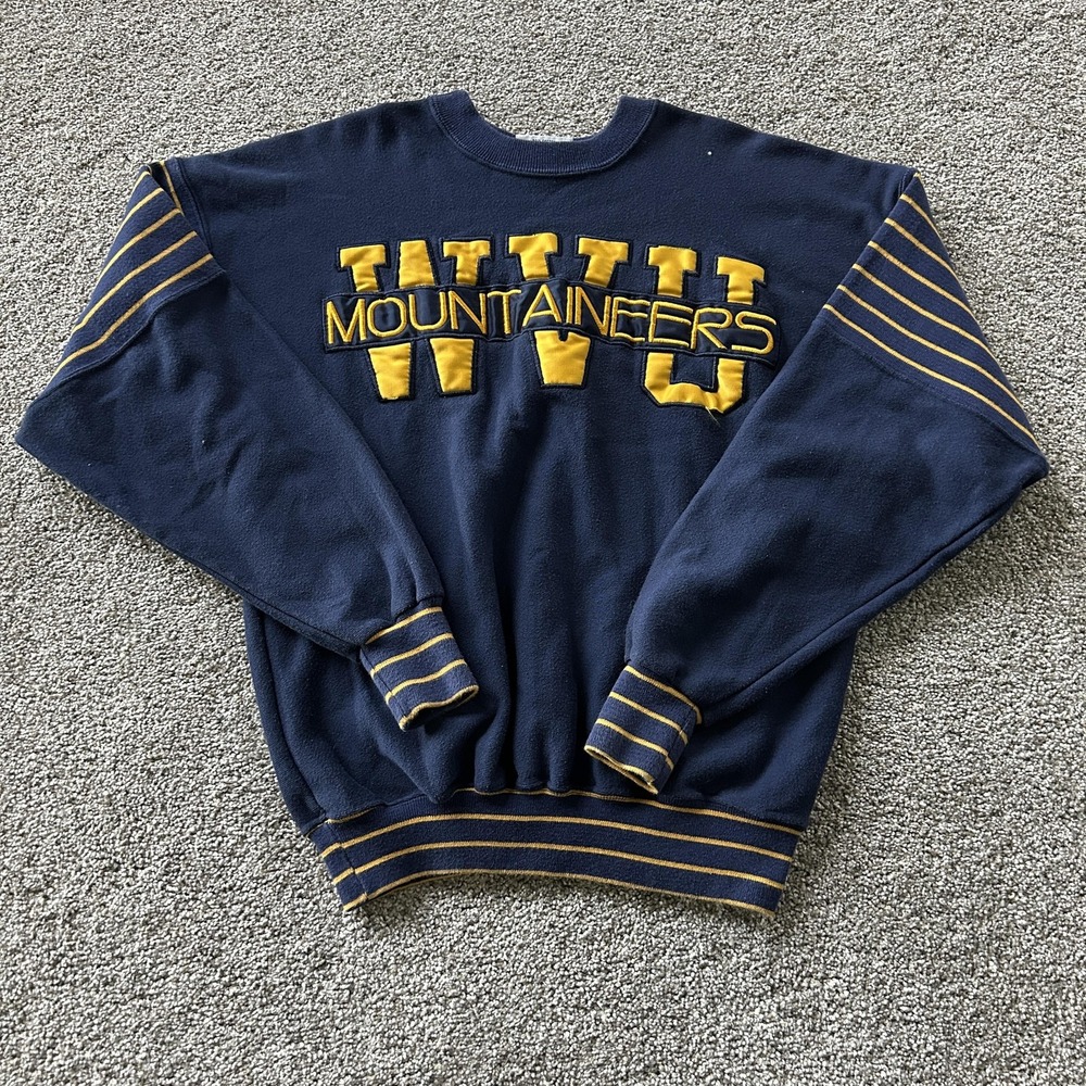 Vintage West Virginia Mountaineers Sweatshirt Mens Large Blue Basketball Legends